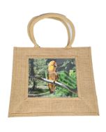 Jute Bag Natural Caique Parrot Design