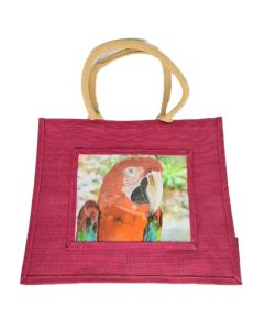 Jute Bag Pink Greenwing Macaw